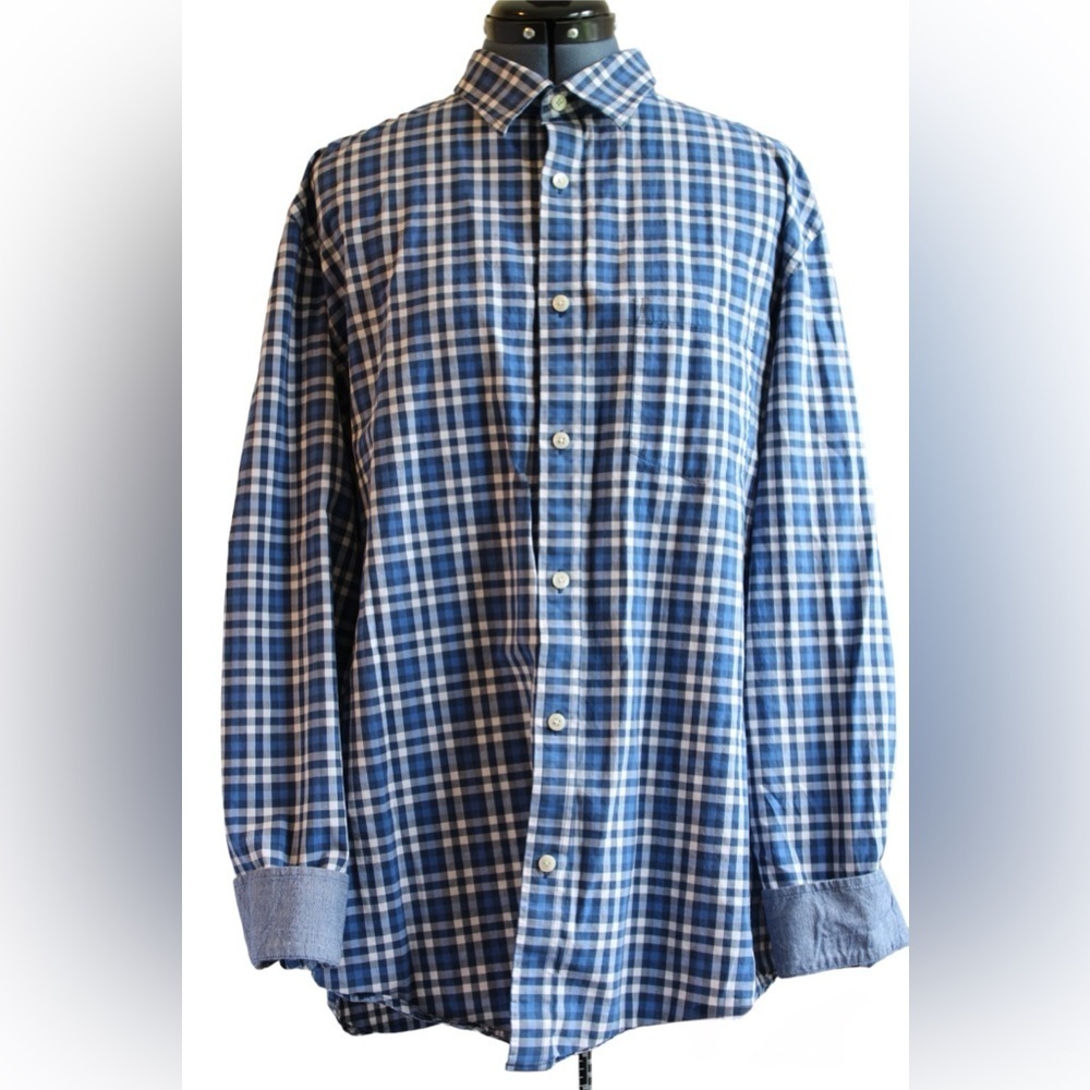 Banana Republic Casual Button-Down Plaid Men’s Lapel Cuff Long Shirt Size XL